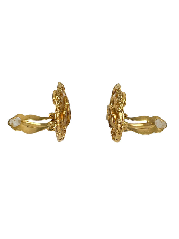 Chanel Vintage Cocomark CC Button Clip On Earrings