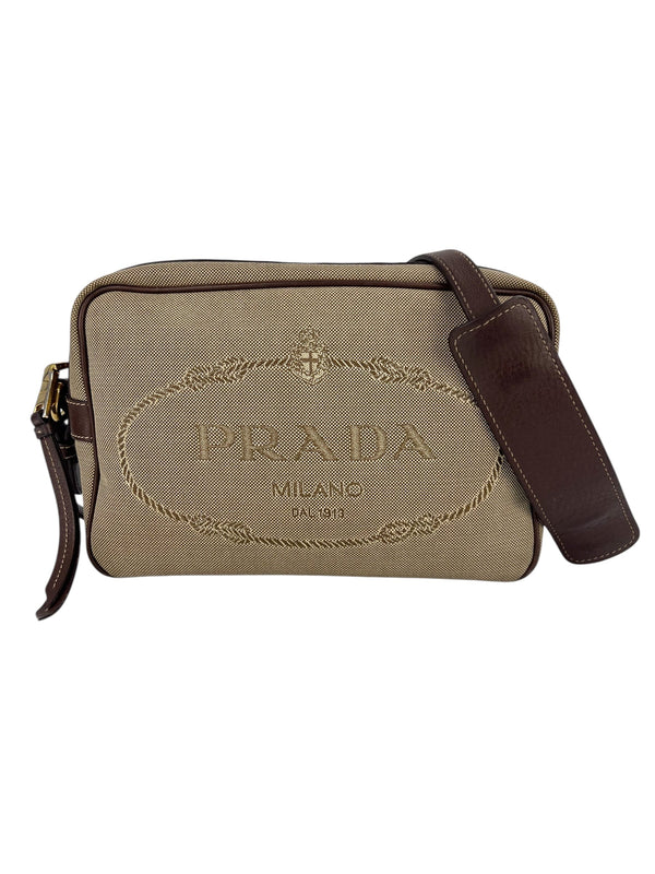 Prada Brown Logo Camera Bag Crossbody