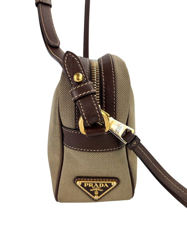 Prada Brown Logo Camera Bag Crossbody