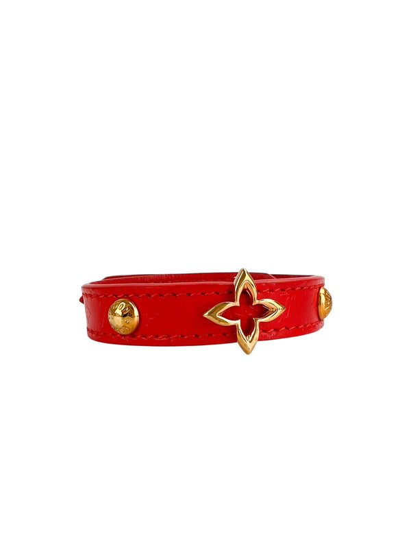 Louis Vuitton Red Leather Blooming Wrap Bracelet