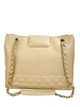 Chanel Beige Lambskin Vintage 24K Chain Tote