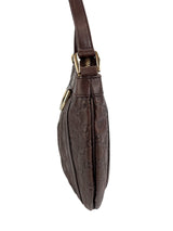 Gucci Vintage Brown Leather Embossed Monogram Crossbody
