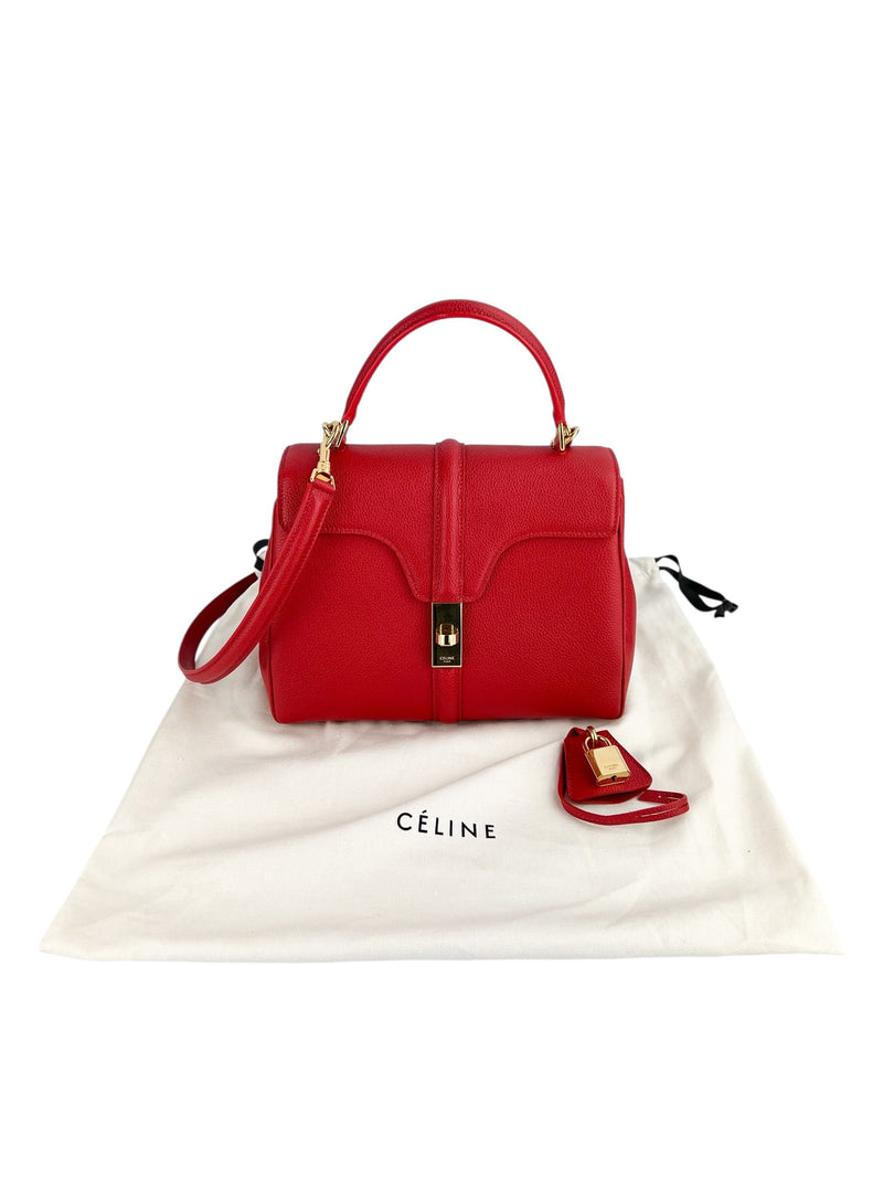 Celine 16 Red Calfskin Bag