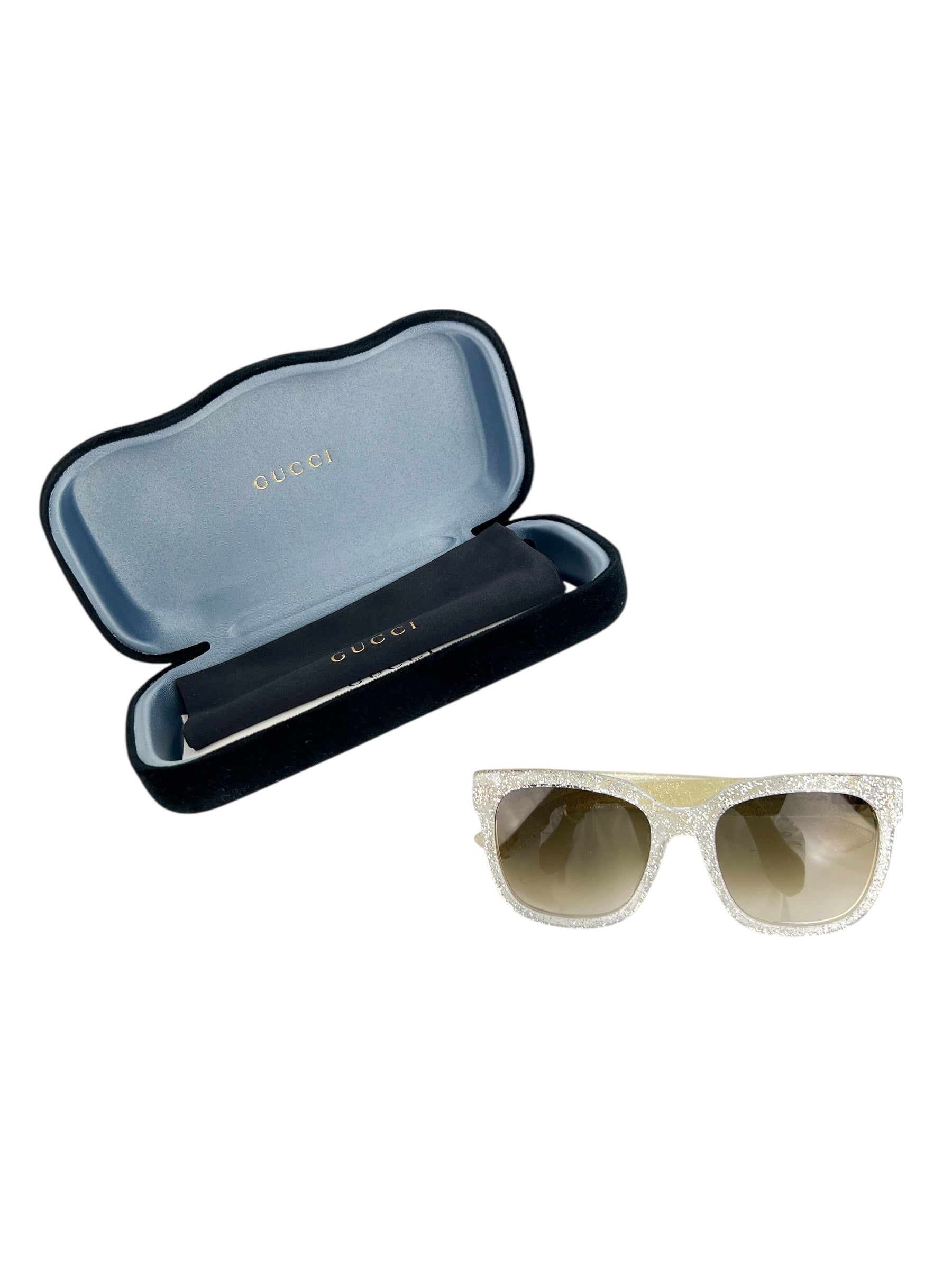 Gucci Clear & Silver Glitter Sunglasses