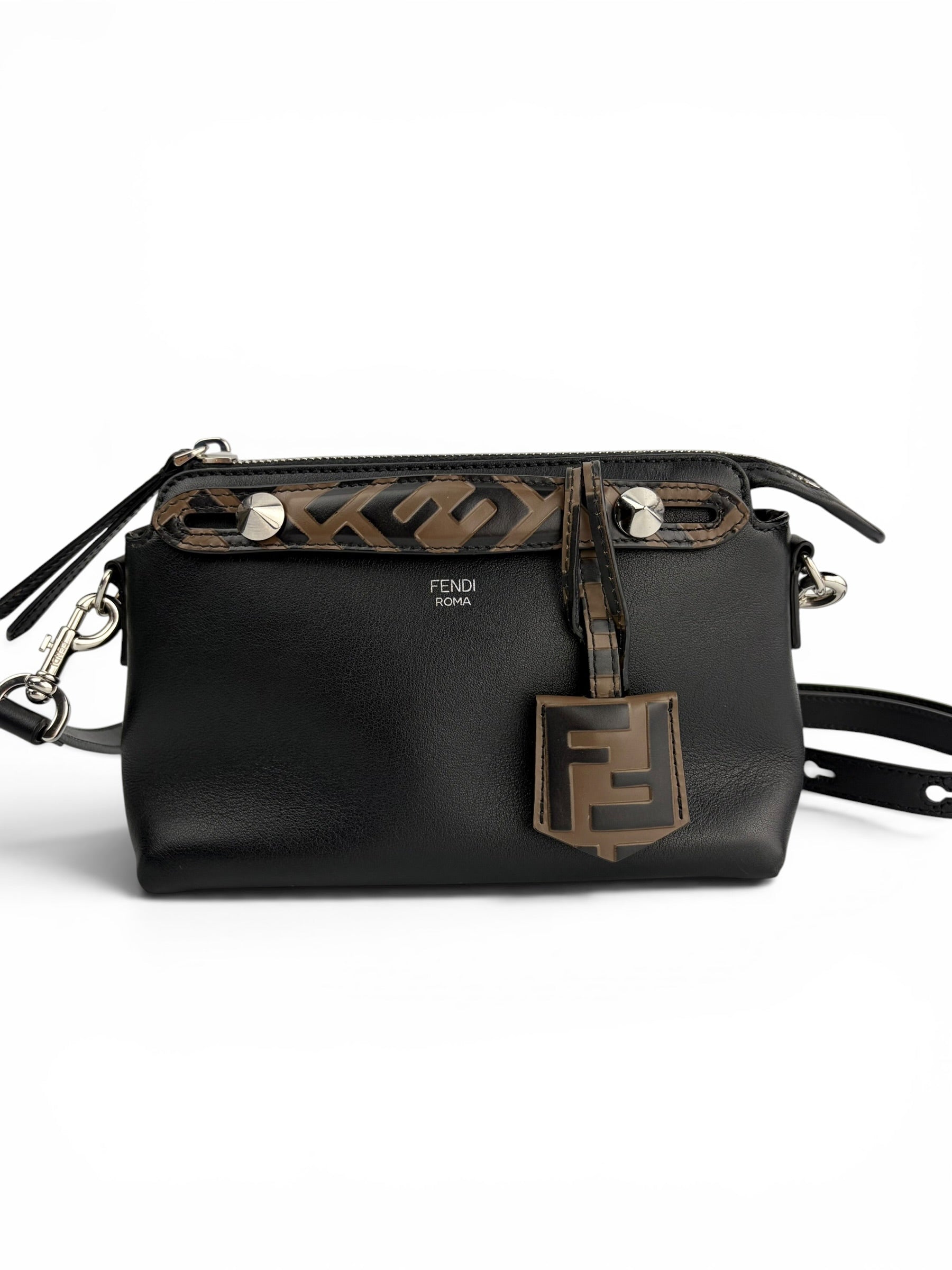 Fendi Black Leather Zucca Mini By The Way