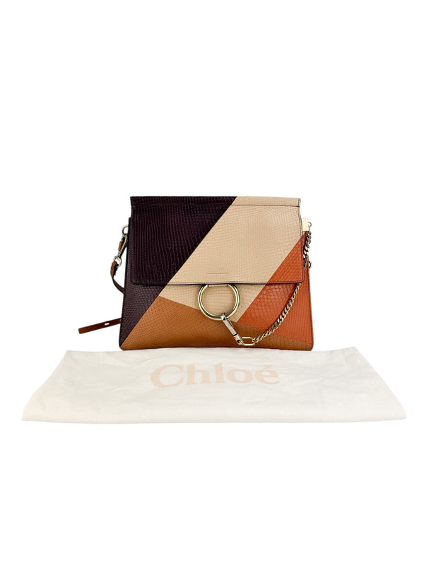 Chloe Snakeskin Colorblock Faye Crossbody Medium