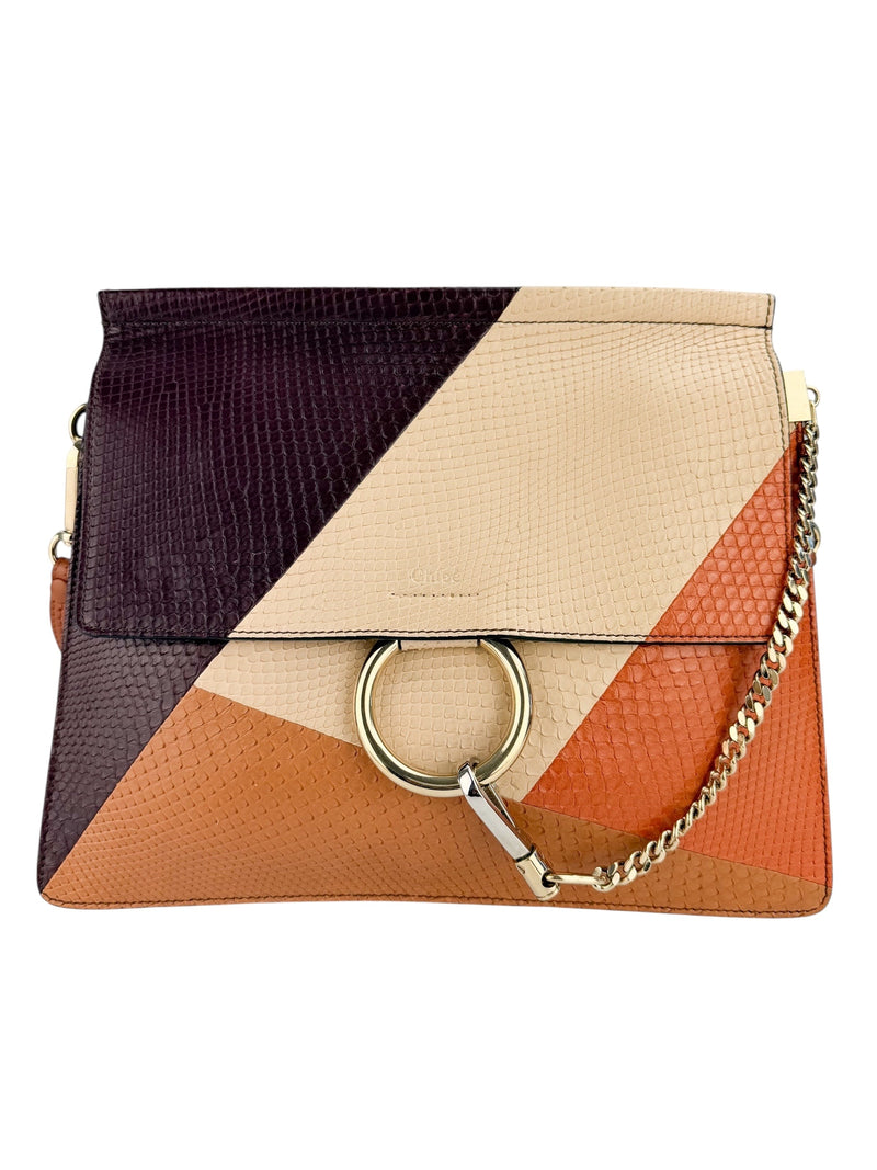 Chloe Snakeskin Colorblock Faye Crossbody Medium