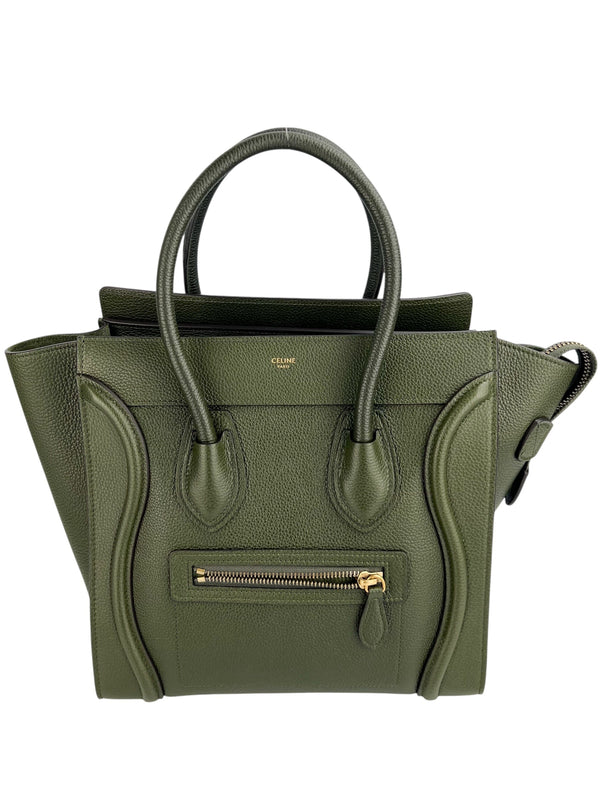 Celine Forest Green Micro Luggage Tote