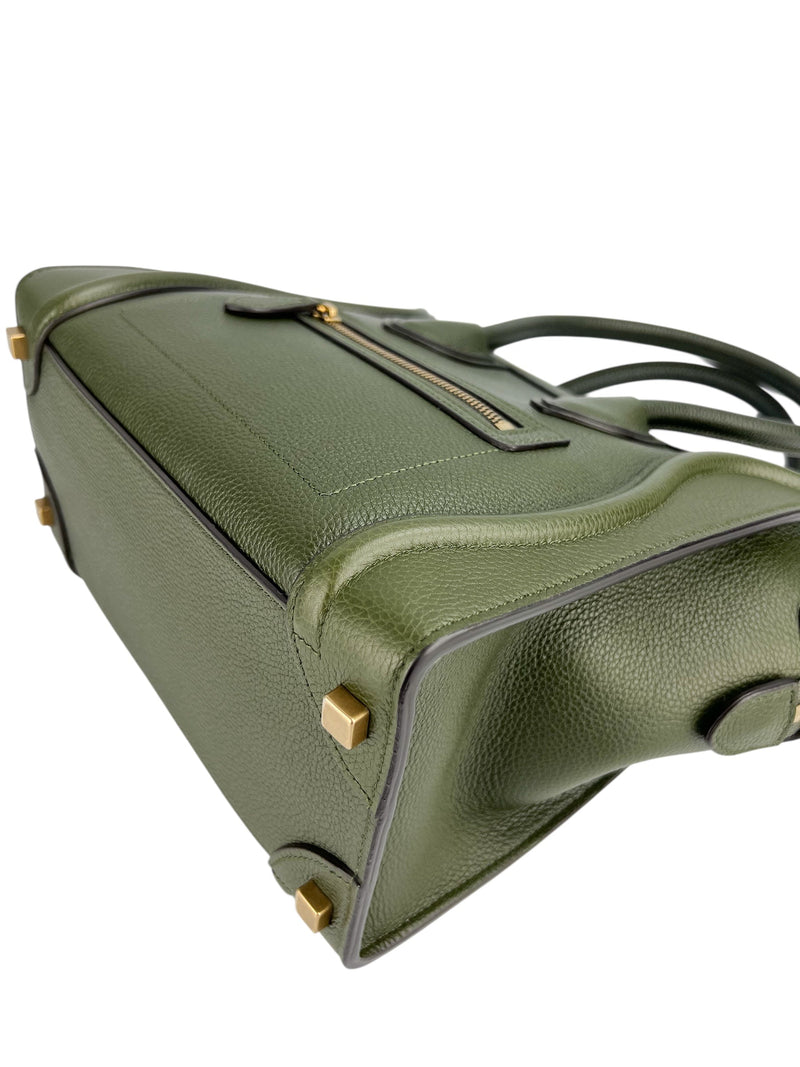 Celine Forest Green Micro Luggage Tote