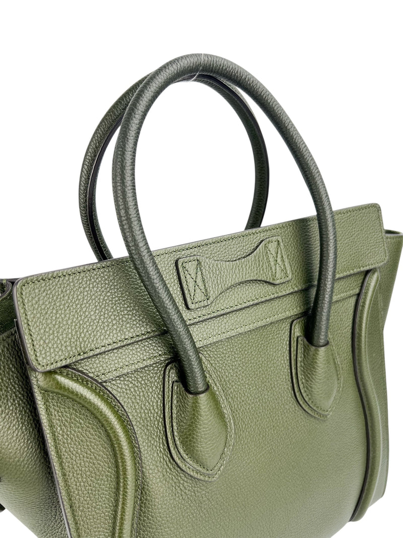 Celine Forest Green Micro Luggage Tote