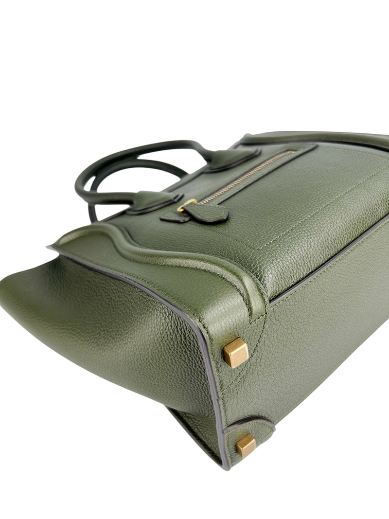 Celine Forest Green Micro Luggage Tote