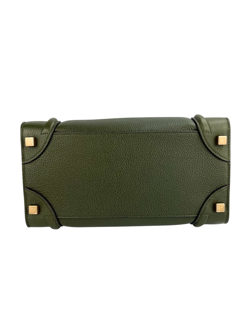 Celine Forest Green Micro Luggage Tote