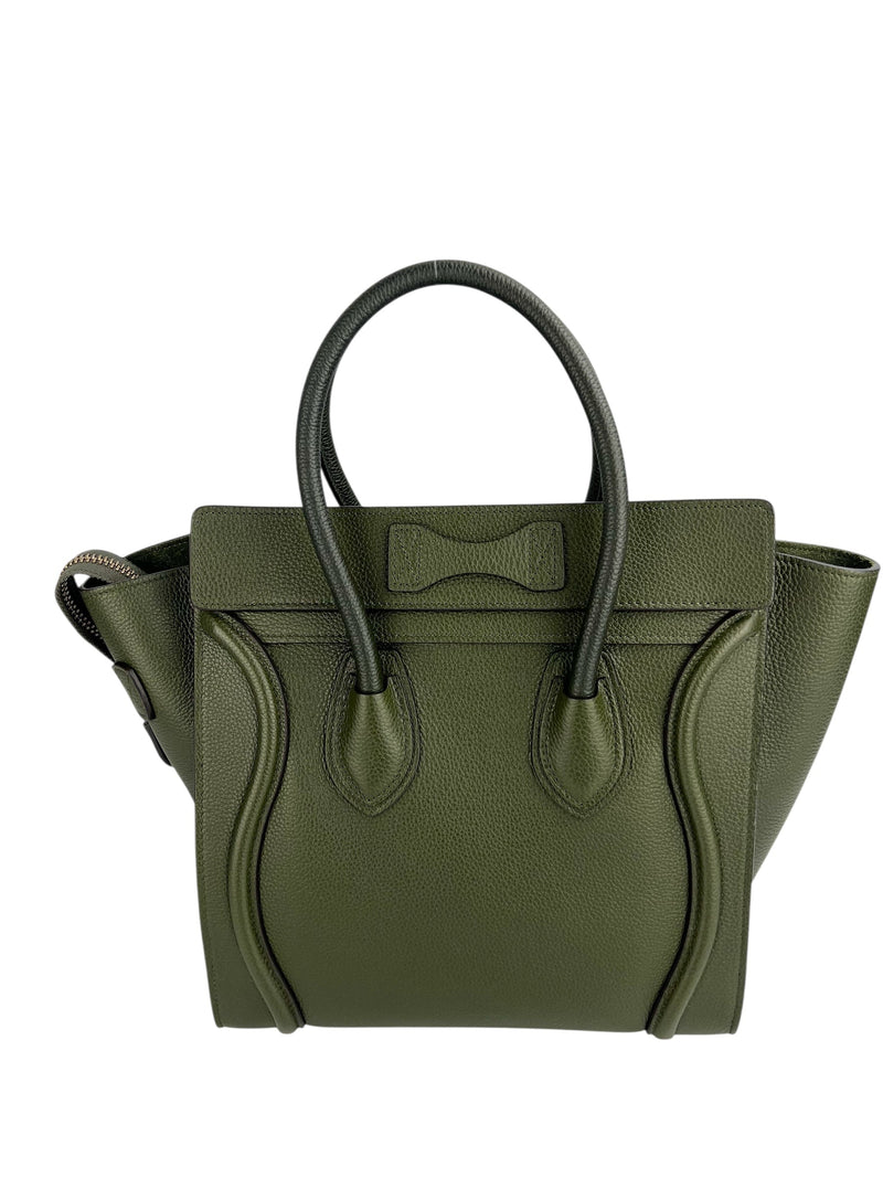 Celine Forest Green Micro Luggage Tote