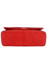 Chanel Red Python Classic Double Flap Bag Jumbo