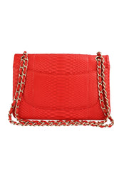 Chanel Red Python Classic Double Flap Bag Jumbo