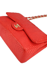 Chanel Red Python Classic Double Flap Bag Jumbo