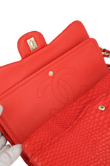 Chanel Red Python Classic Double Flap Bag Jumbo