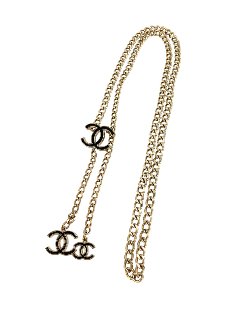 Chanel Vintage Gold Plated & Black Enamel CC Chain Belt