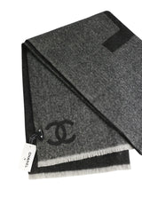 Chanel Charcoal Cashmere Scarf NWT