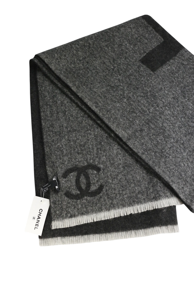 Chanel Charcoal Cashmere Scarf NWT