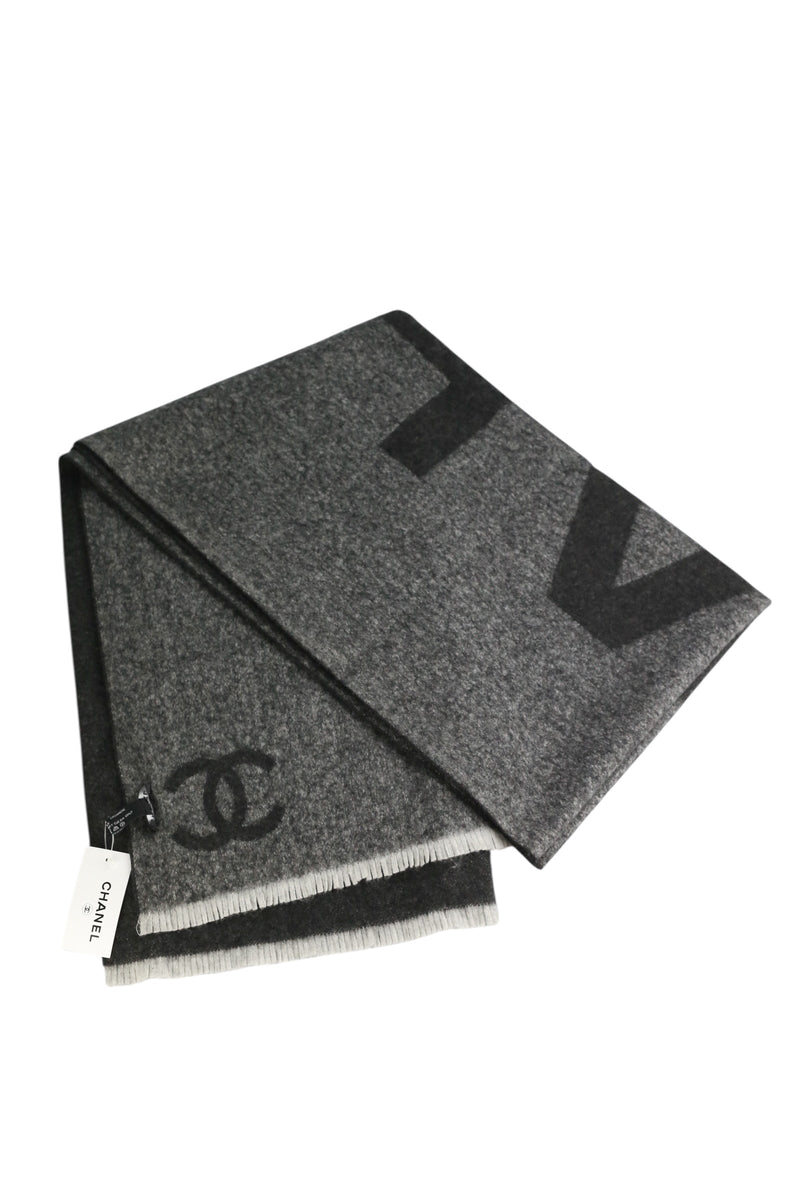 Chanel Charcoal Cashmere Scarf NWT