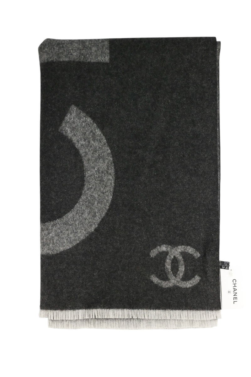 Chanel Charcoal Cashmere Scarf NWT
