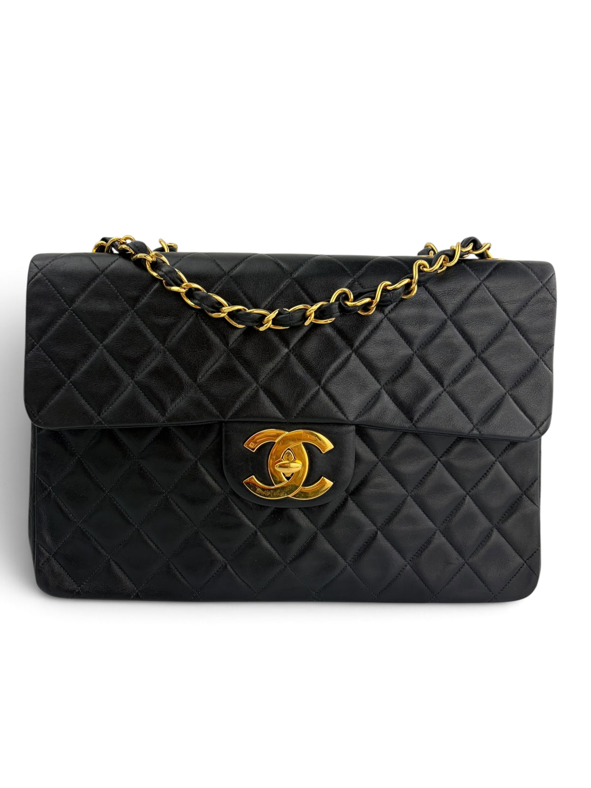 chanel-black-lambskin-vintage-maxi-0