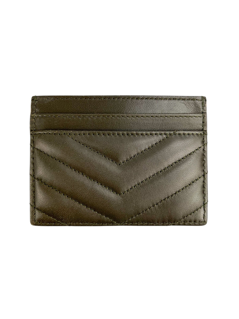 Saint Laurent Cassandra Army Green Card Holder