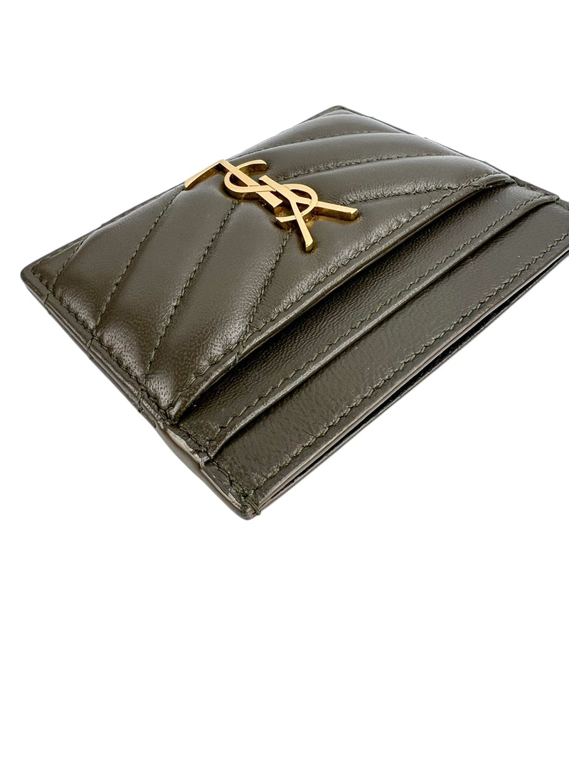 Saint Laurent Cassandra Army Green Card Holder