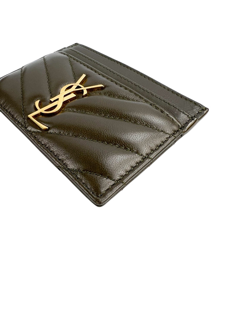 Saint Laurent Cassandra Army Green Card Holder