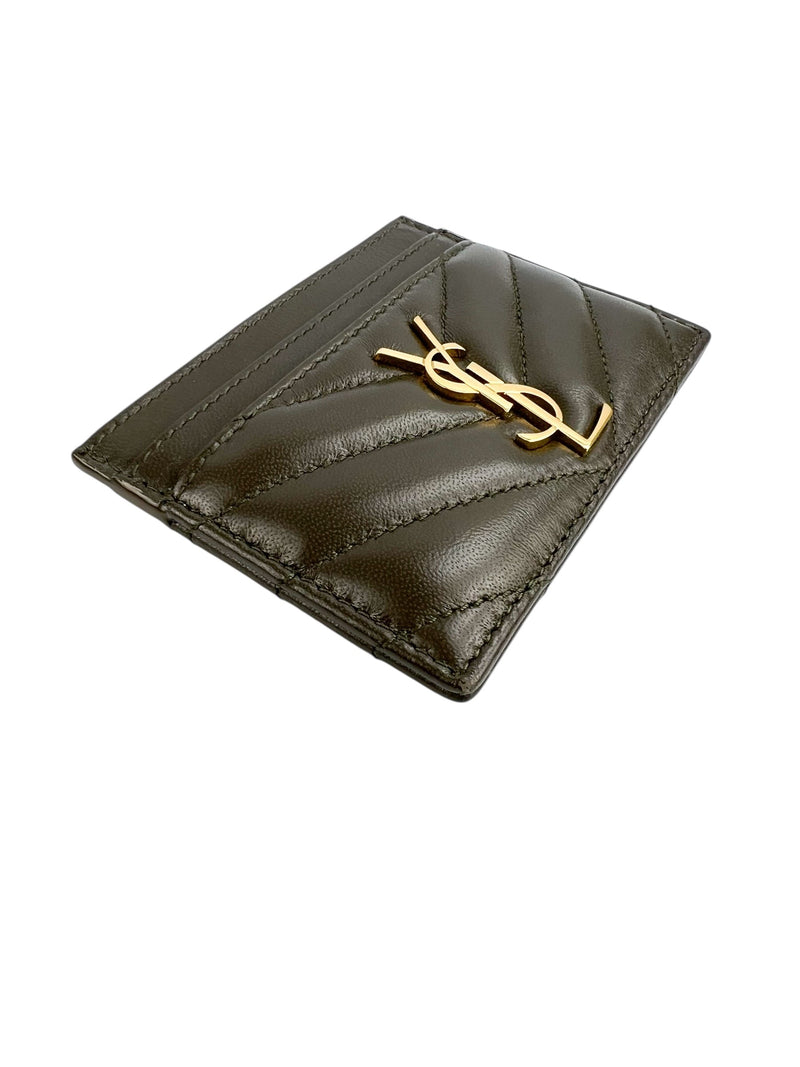 Saint Laurent Cassandra Army Green Card Holder