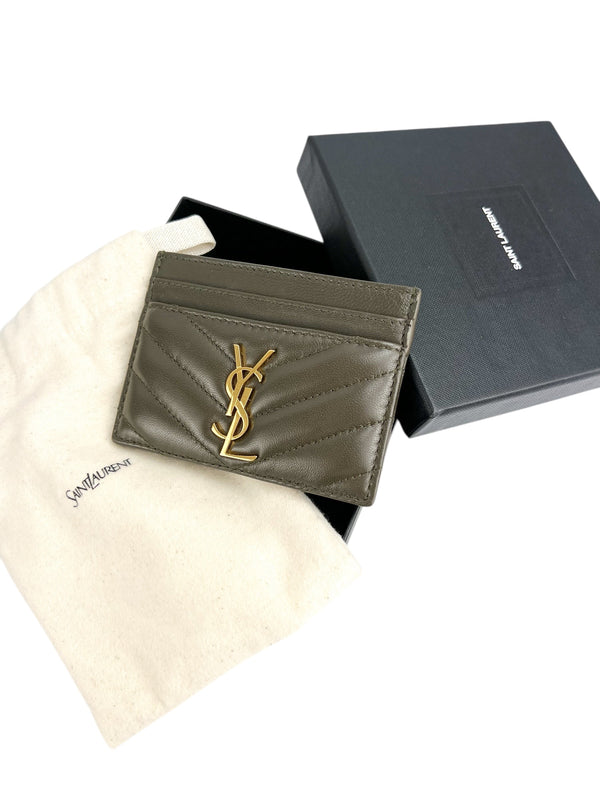 Saint Laurent Cassandra Army Green Card Holder