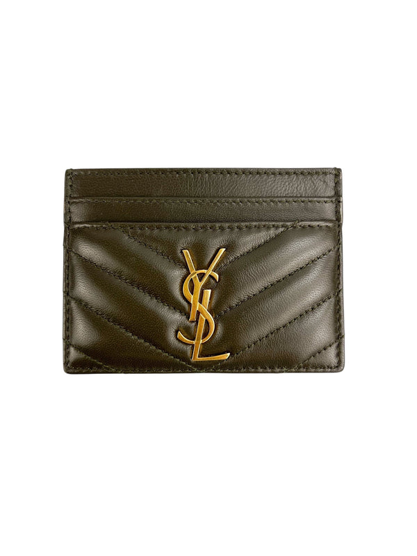 Saint Laurent Cassandra Army Green Card Holder
