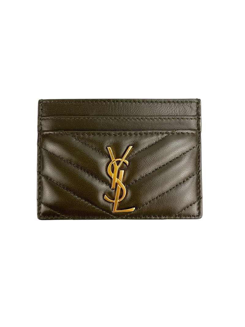 Saint Laurent Cassandra Army Green Card Holder