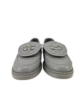 Chanel Grey Lambskin Leather Loafers Size 38.5