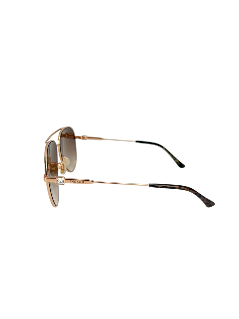 Jimmy Choo Rose Gold Aviator Sunglasses With Hard Case