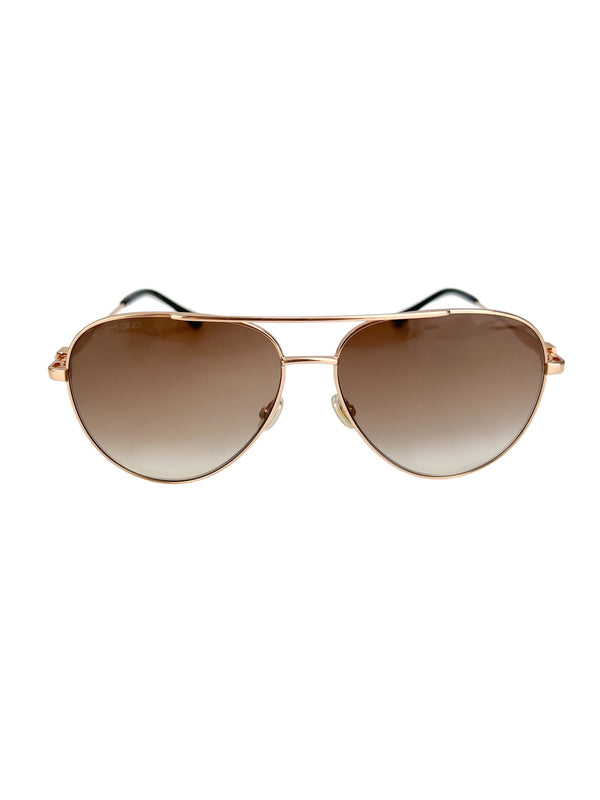 Jimmy Choo Rose Gold Aviator Sunglasses With Hard Case
