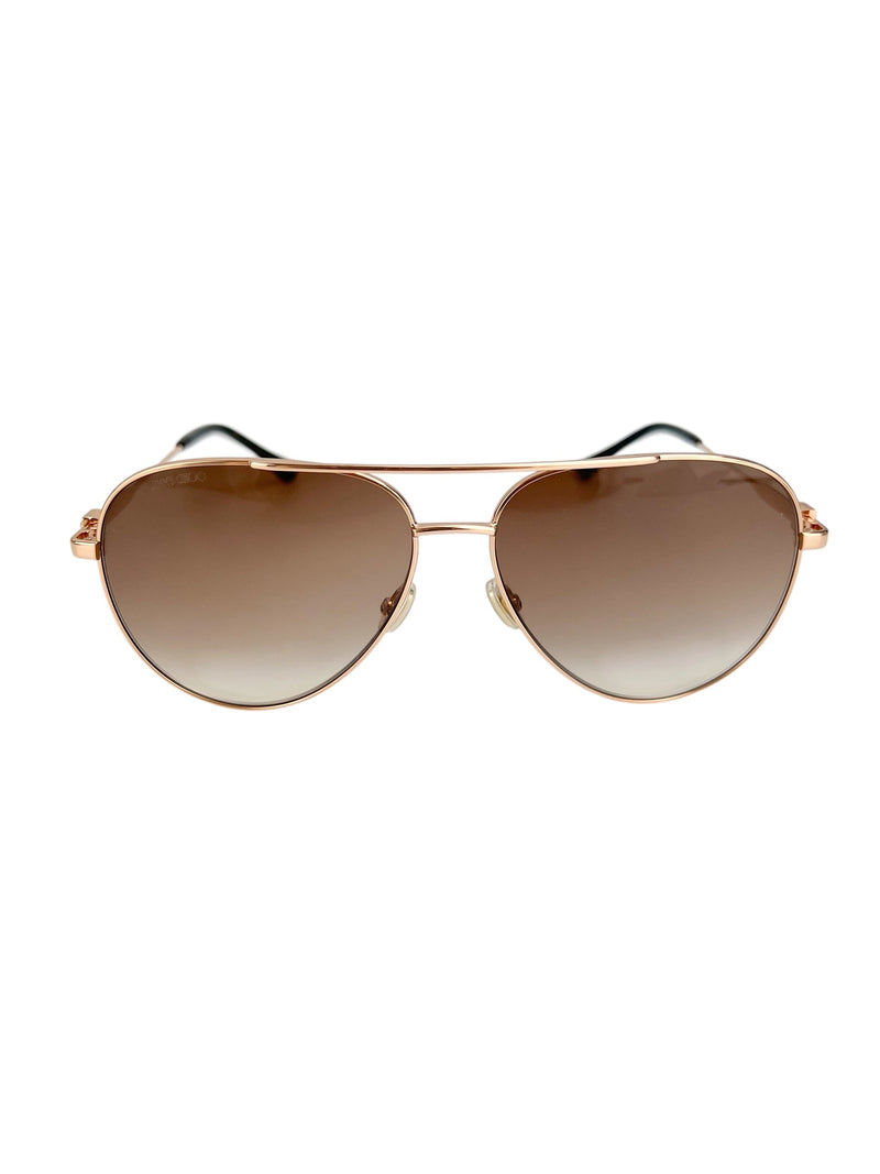 Jimmy Choo Rose Gold Aviator Sunglasses With Hard Case