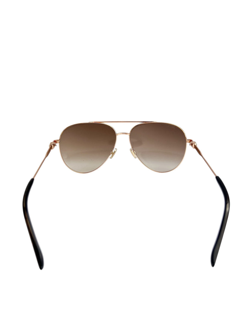 Jimmy Choo Rose Gold Aviator Sunglasses With Hard Case