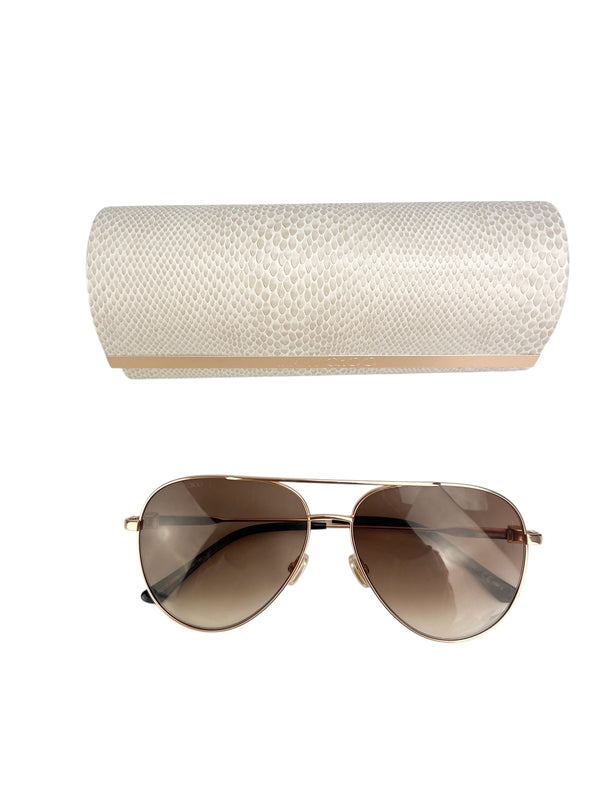 Jimmy Choo Rose Gold Aviator Sunglasses With Hard Case