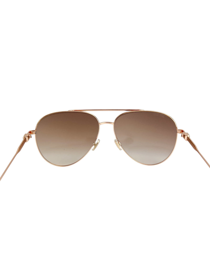 Jimmy Choo Rose Gold Aviator Sunglasses With Hard Case