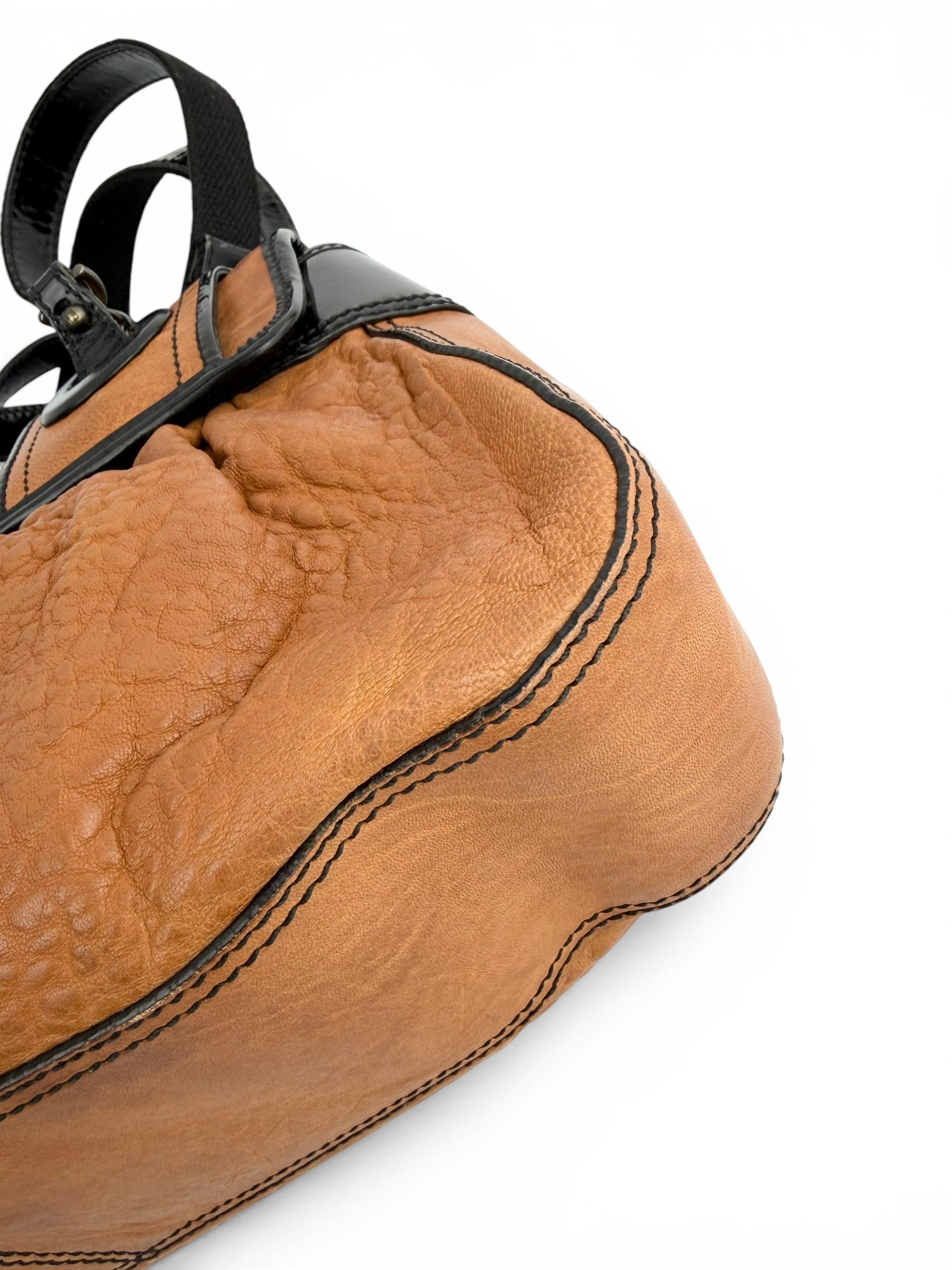 fendi-vintage-brown---black-leather-b-bag-7