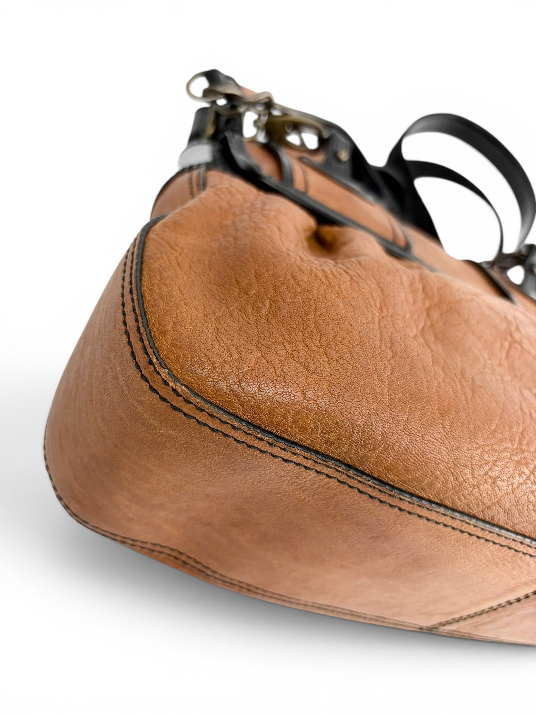 fendi-vintage-brown---black-leather-b-bag-8