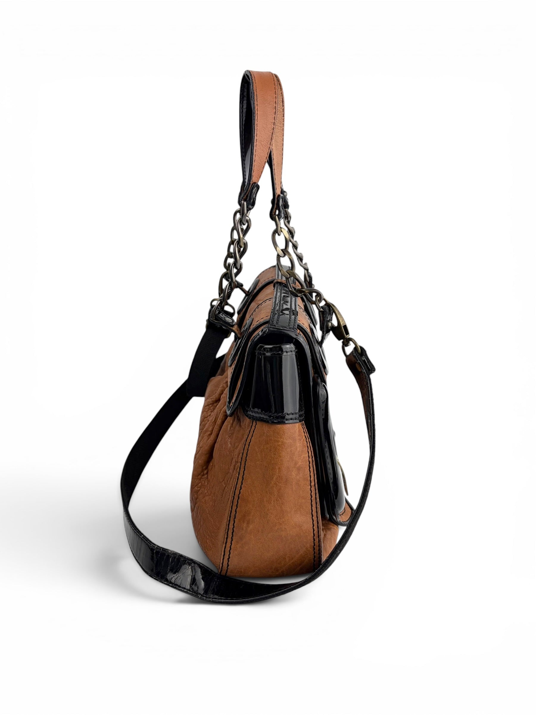 fendi-vintage-brown---black-leather-b-bag-2
