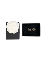 Chanel CC Black & Champagne Gold Stud Earrings