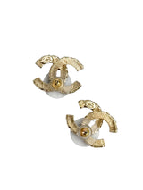 Chanel CC Black & Champagne Gold Stud Earrings