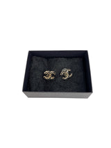 Chanel CC Black & Champagne Gold Stud Earrings