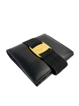 Ferragamo Black Leather Vara Buckle Wallet