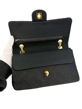 Chanel Black Jersey Vintage Small Double Flap Classic