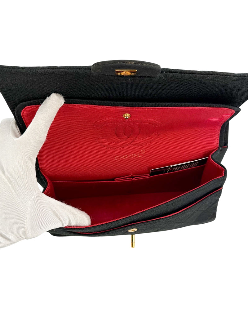 Chanel Black Jersey Vintage Small Double Flap Classic